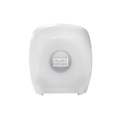 Versión en color blanco del despachador de papel higiénico Junior con cerradura de seguridad.