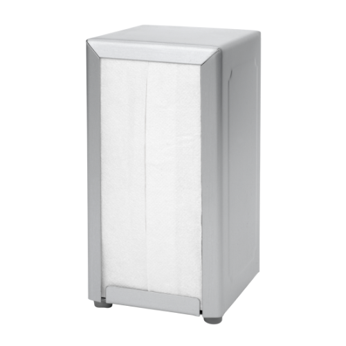 dispensador-servilleta-mesa-tall-fold-acero-inoxidable.jpg: Dispensador de servilletas de mesa Tall Fold en acero inoxidable con acabado satinado.