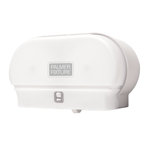palmer-fixture-dispensador-higienico-twin-blanco-RD032103.jpg: Despachador de papel higiénico Twin Estándar de Palmer Fixture en color blanco translúcido.
